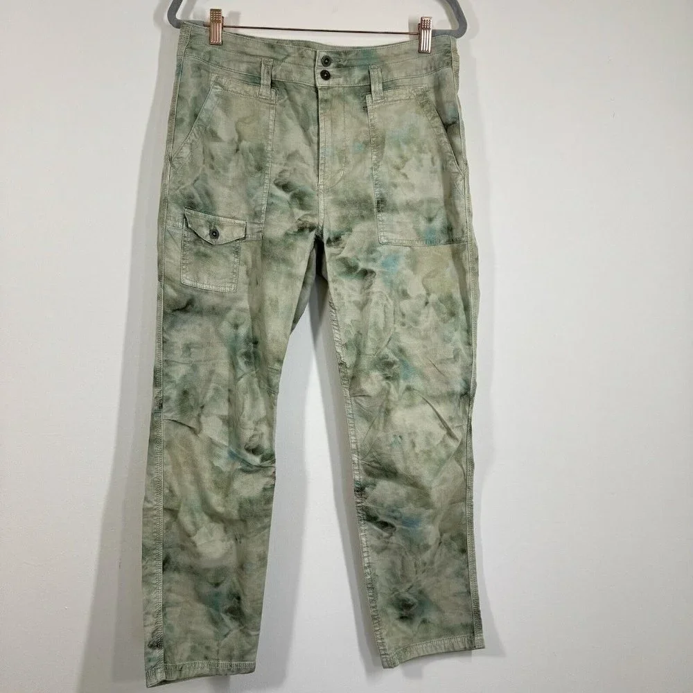 Anthropologie The Wanderer Pants Womens Size 29 Tie Dye Green High Rise Pants - Picture 2 of 9